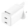Caricabatterie AC SANDBERG Dual USB-C PD65W UK 441-62 — dual USB-C PD 65W, spina UK