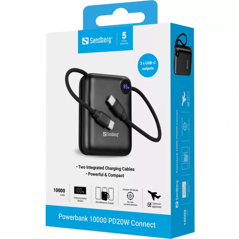 Caricabatterie portatile Sandberg Powerbank 10000 PD20W Connect, 10000 mAh
