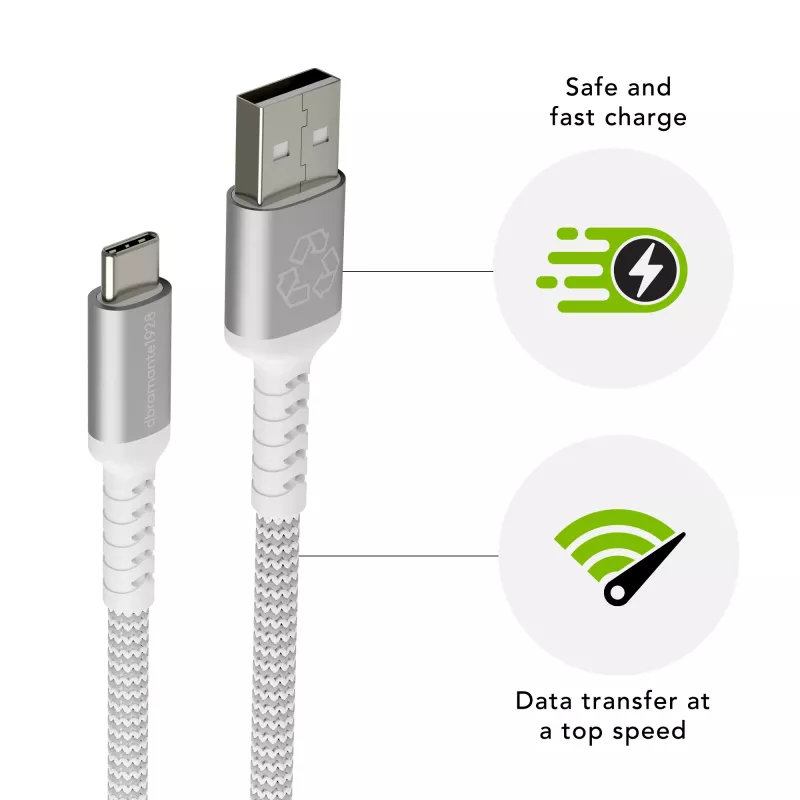 Cavo dati USB-A a USB-C dbramante re-charge Pro BRD 2,5 m, USB 2.0, bianco