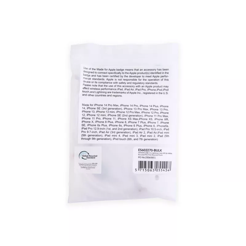 Cavo Lightning eSTUFF ES602270-BULK 2 m bianco certificato MFI