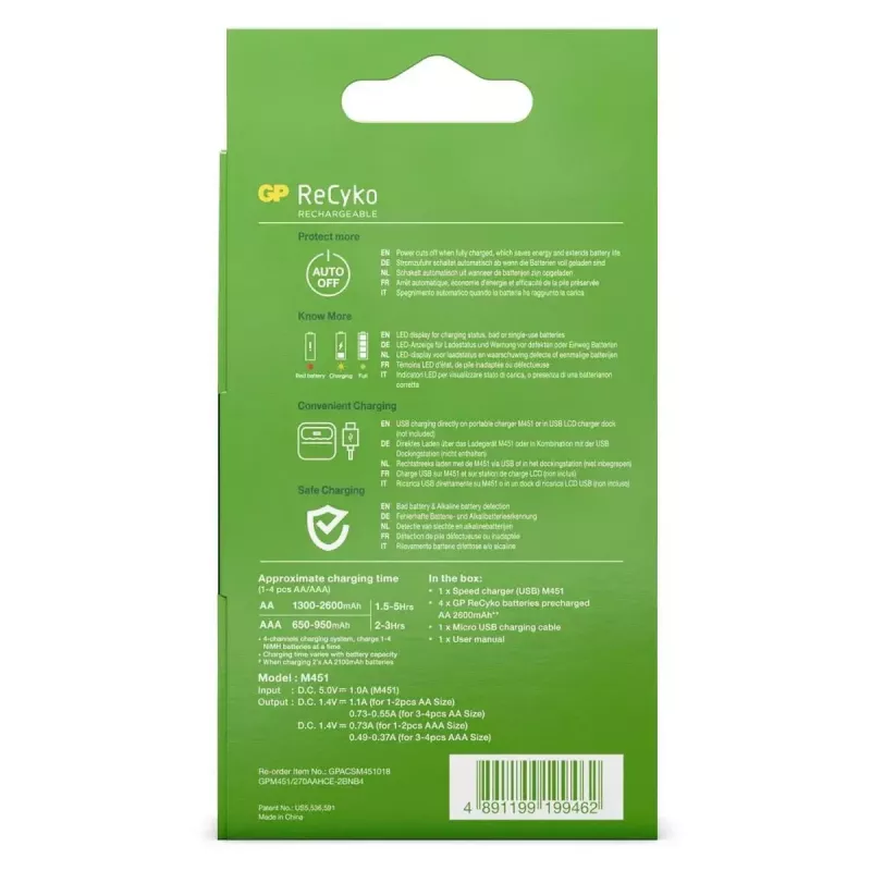 Caricabatterie GP Batterie GP M451