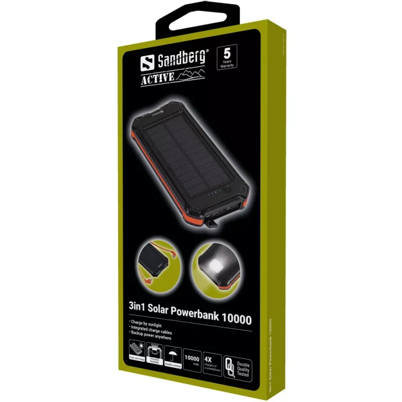 Powerbank Sandberg 3in1 Solar Powerbank 10000 10000 mAh 2A nero