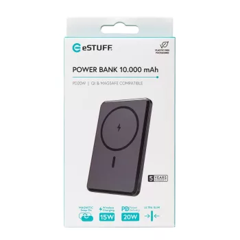 Powerbank eSTUFF ES641101 10000 mAh ricarica wireless nero