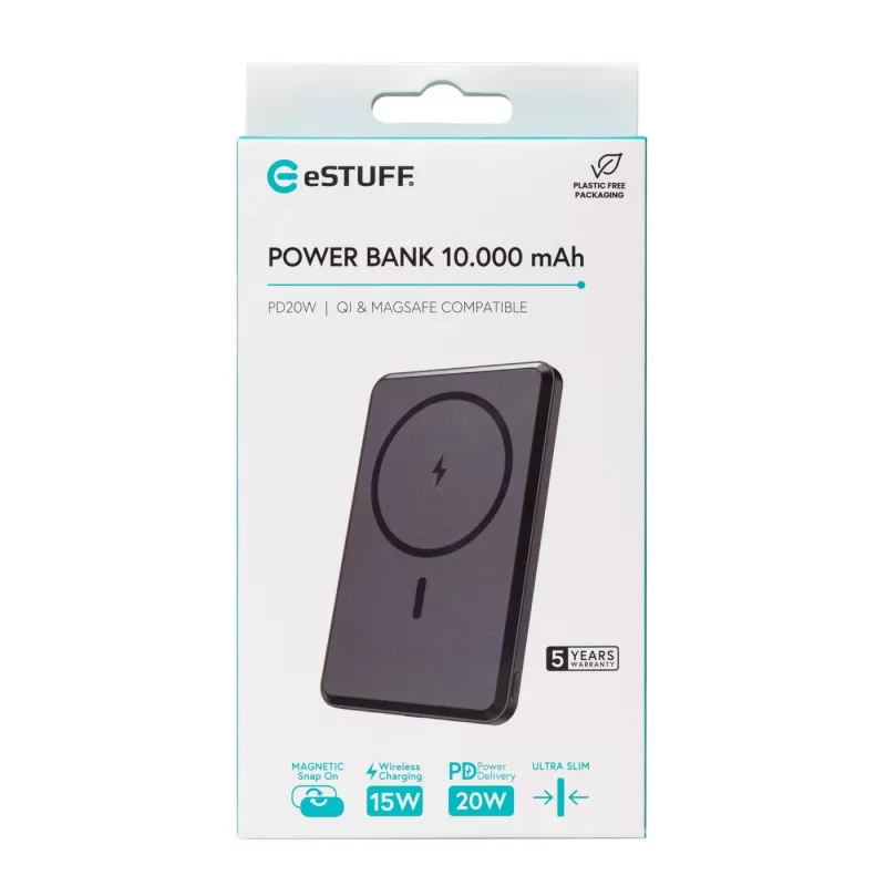 Powerbank eSTUFF ES641101 10000 mAh ricarica wireless nero