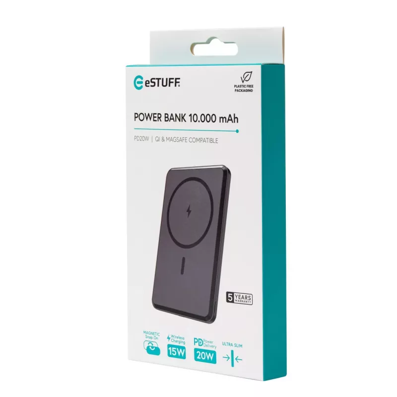Powerbank eSTUFF ES641101 10000 mAh ricarica wireless nero