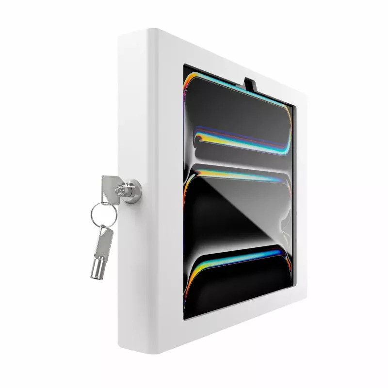 Supporto di sicurezza da parete per iPad Pro 11 pollici — Maclocks Compulocks Apex per M4 & M5, bianco, include 2 chiavi