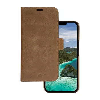 Custodia folio dbramante1928 Lynge iPhone 14 Plus tan 3 scomparti per carte