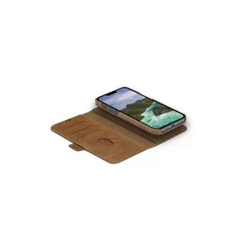 Custodia folio dbramante1928 Lynge iPhone 14 Plus tan 3 scomparti per carte