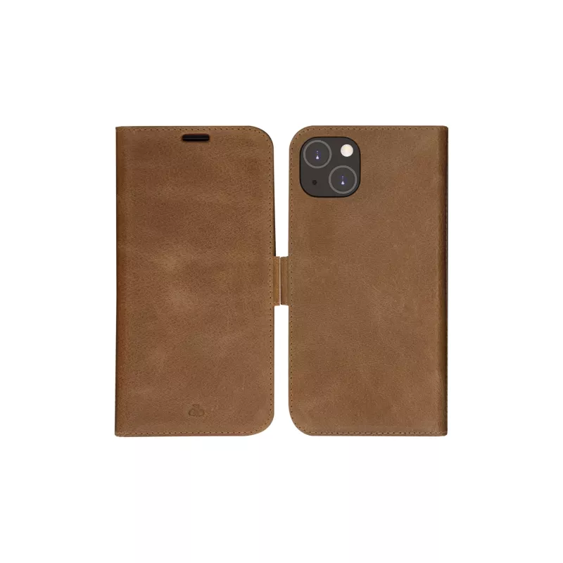 Custodia folio dbramante1928 Lynge iPhone 14 Plus tan 3 scomparti per carte