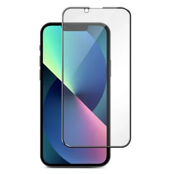 Pellicola protettiva in vetro temperato eSTUFF Titan Shield per Apple iPhone 13 / 13 Pro / 14 — copertura totale, cornice nera