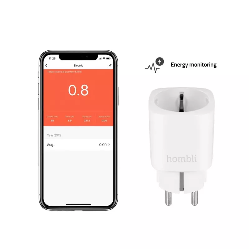 Hombli presa smart HBPP-0201, 3680 W, per interni, bianca, confezione promo 2+1 (3 pz.)