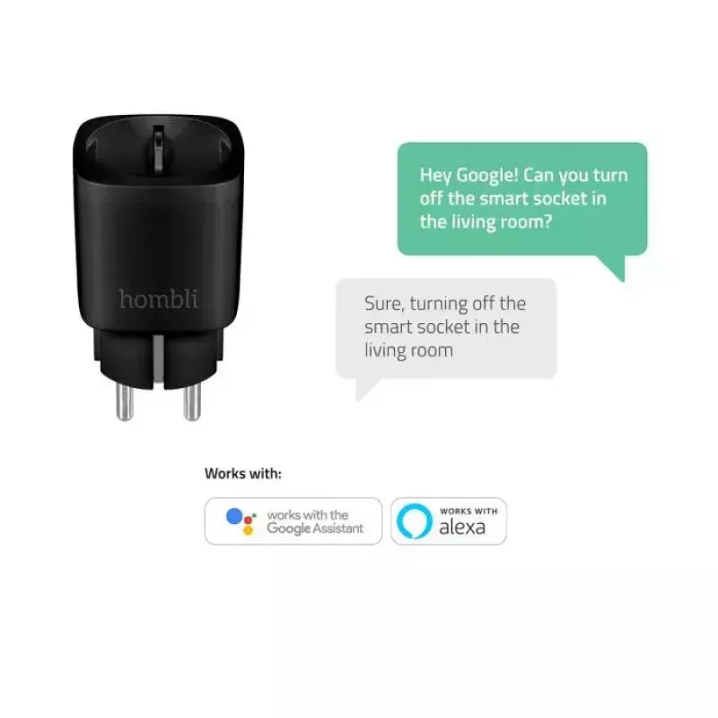 Hombli presa smart HBPP-0205, 3680 W, per interni, nera, confezione promo 2+1 (3 pz.)