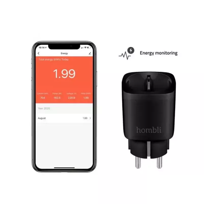 Hombli presa smart HBPP-0205, 3680 W, per interni, nera, confezione promo 2+1 (3 pz.)