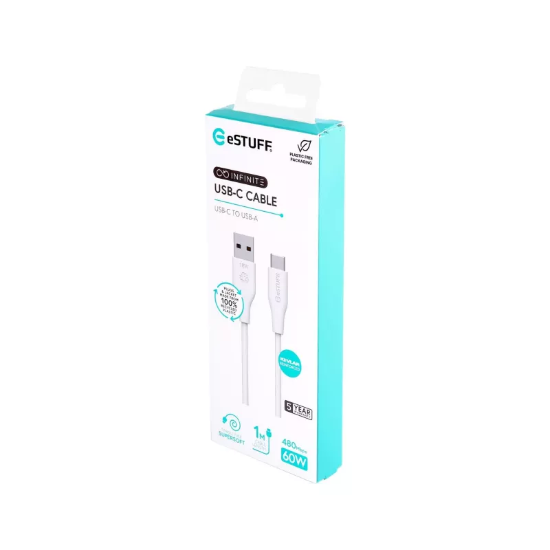 Cavo USB eSTUFF ES605170 1m USB-C a USB-A USB 2.0 bianco
