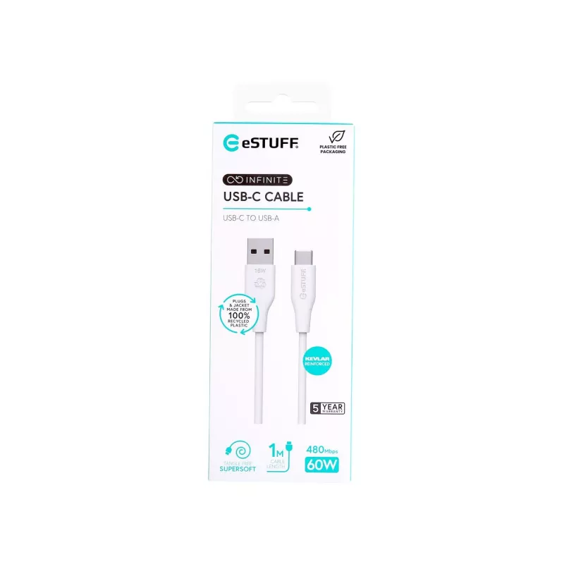 Cavo USB eSTUFF ES605170 1m USB-C a USB-A USB 2.0 bianco