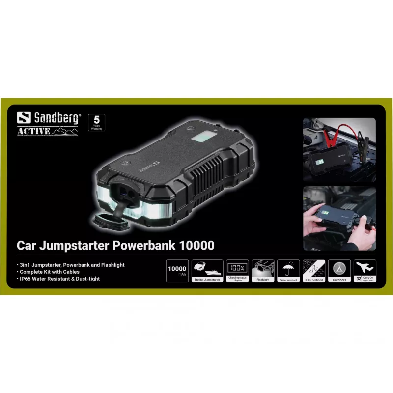 Powerbank avviamento auto Sandberg 10000 mAh USB Type-A Type-C nero