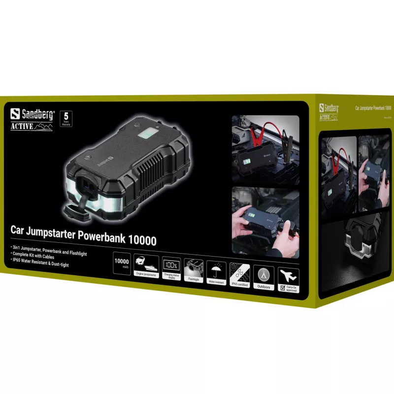 Powerbank avviamento auto Sandberg 10000 mAh USB Type-A Type-C nero