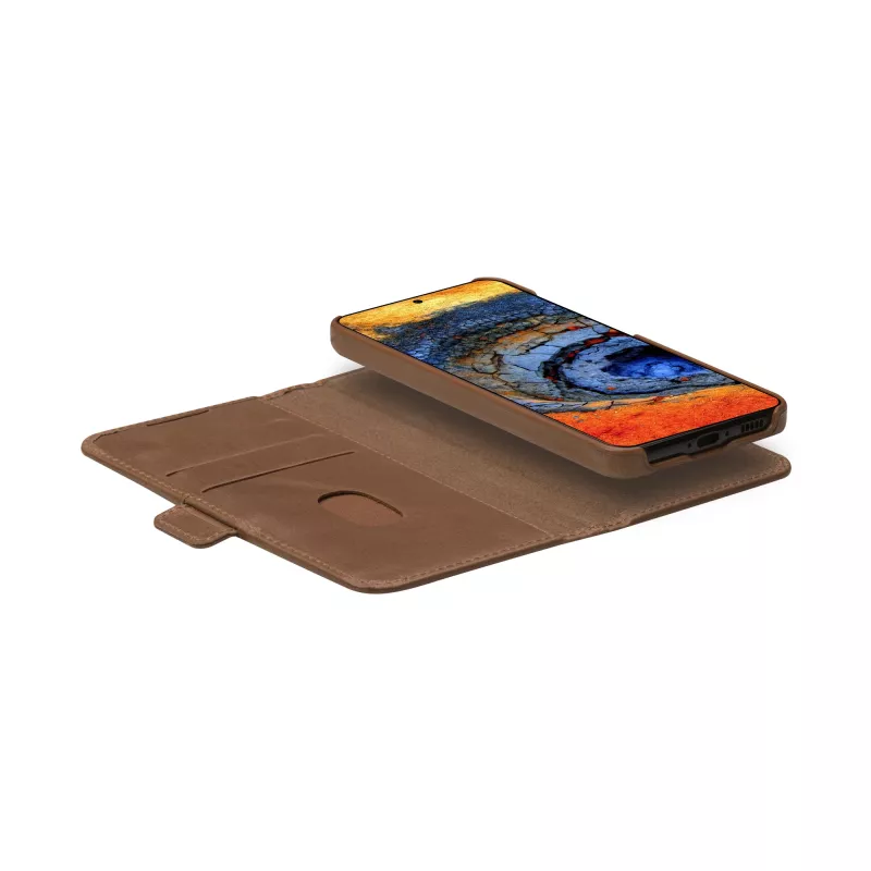 dbramante1928 Lynge LMSSGTDT6469 custodia a libro per Samsung Galaxy S25, pelle granulata, marrone chiaro