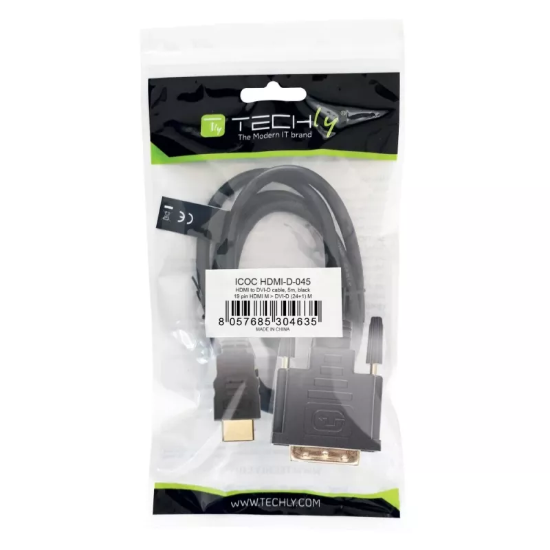 Adattatore cavo video Techly ICOC-HDMI-D-045 5 m DVI-D nero