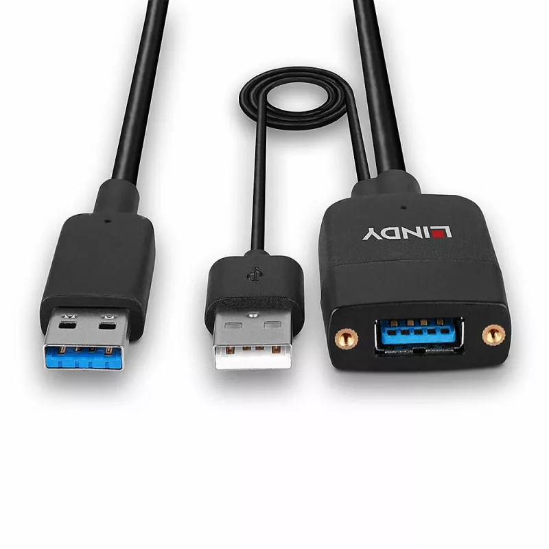 Cavo USB 3.2 Gen 2 Type-A ibrido Lindy 35 m nero ABS