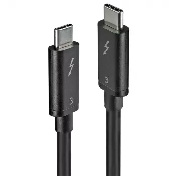 Cavo Thunderbolt 3 Lindy 0,5 m, passivo, 0,5 m, USB-C, USB-C, USB 3.2 Gen 1 (3.1 Gen 1), maschio/maschio, nero