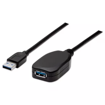 Manhattan cavo prolunga USB-A a USB-A, 5 m, connettore maschio a femmina, attivo, 5 Gbit/s (USB 3.2 Gen1, noto anche come USB 3.0), repeater integrato, SuperSpeed USB, nero, tre anni di garanzia, corrisponde a USB2AAEXT5M.