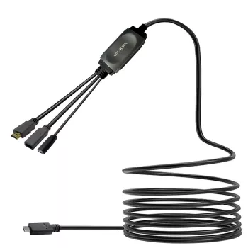 Cavo hub USB-C VivoLink PROUSBCHDMIUSB3-5 con USB 3.0 e funzione di ricarica, nero
