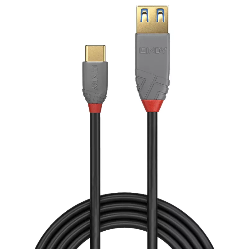 Cavo adattatore Lindy 0,15 m USB 3.2 Type-C a A, 10 Gbit/s, Anthra Line
