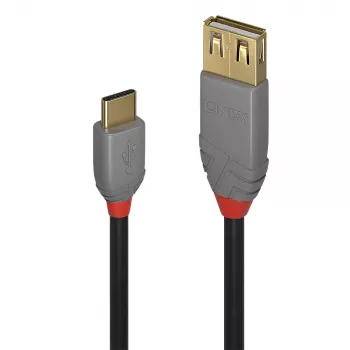 Cavo adattatore Lindy 0,15m USB 2.0 tipo C a A, Anthra Line, 0,15 m, USB A, USB C, USB 2.0, 0,48 Gbit/s, nero, grigio