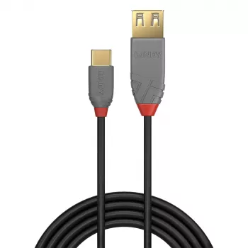 Cavo adattatore Lindy 0,15m USB 2.0 tipo C a A, Anthra Line, 0,15 m, USB A, USB C, USB 2.0, 0,48 Gbit/s, nero, grigio