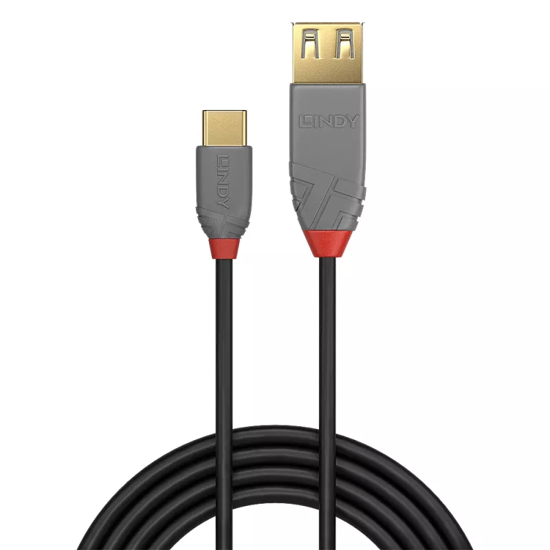 Lindy 36897 cavo adattatore USB 2.0, USB-C maschio a USB-A femmina, Anthra Line, 0,15 m