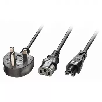 Lindy 2,5 m spina UK 3 poli su IEC C13 e IEC C5 cavo prolunga splitter, nero