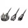 Lindy 2,5 m spina UK 3 poli su IEC C13 e IEC C5 cavo prolunga splitter, nero