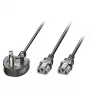 Lindy 30371 cavo splitter di alimentazione, UK BS 1363 a 2x C13, 13 A, 2,5 m, nero