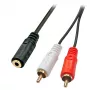 Cavo adattatore AV Lindy 0,25 m – jack 3,5 mm femmina a 2x RCA maschio