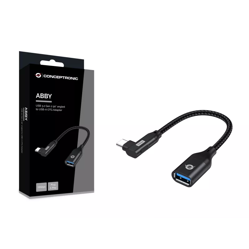 Adattatore OTG Conceptronic ABBY19B USB 3.2 Gen 2 a 90° a USB-A