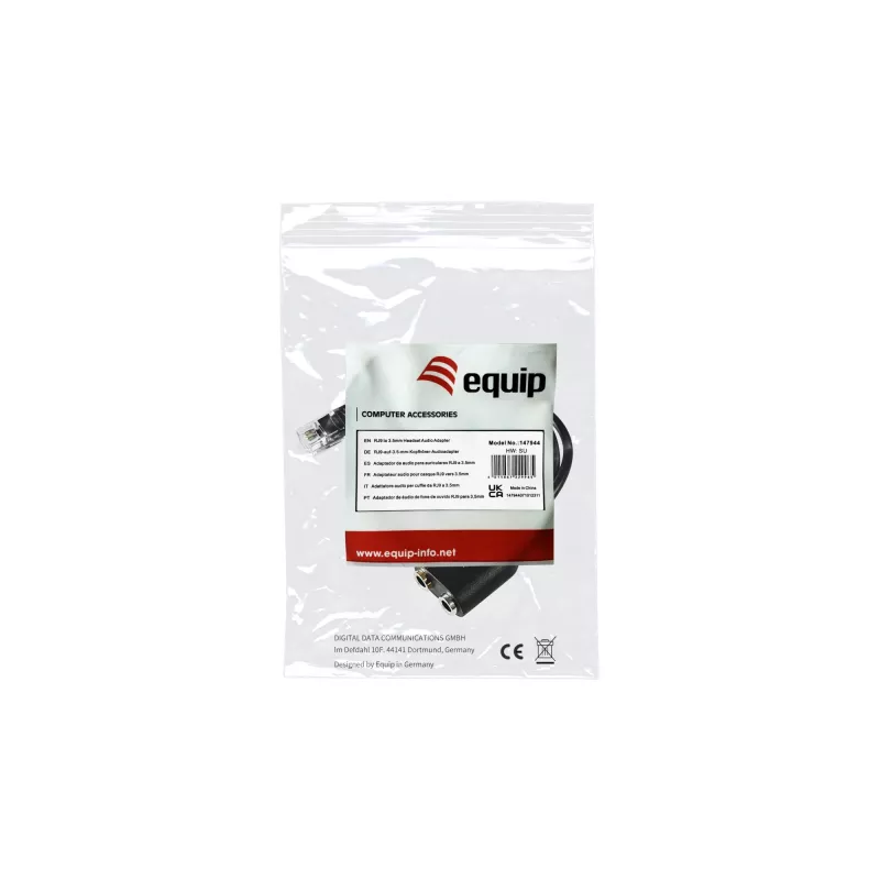 Adattatore audio Equip RJ9 a 3,5 mm per headset nero 0,25 m