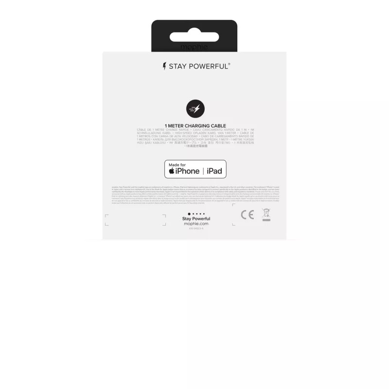 Cavo di ricarica e sincronizzazione mophie – USB-A a Micro/USB-C/LTG – 1 m – bianco