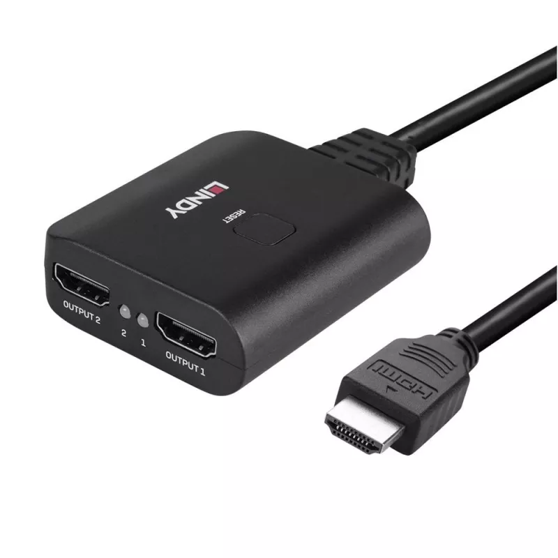 Lindy splitter HDMI 4K60 2 porte cavo nero 3840x2160