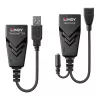 Lindy 100 m USB 2.0 Cat.6 Extender, trasmettitore e ricevitore di rete, 100 m, 480 Mbit/s, Cat5e, Cat6, CH317Q, CH536G, nero