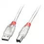 Cavo USB 2.0 Lindy 3 m - Type-A a B, trasparente, 3 m, USB A, USB B, USB 2.0, 0,48 Gbit/s, trasparente