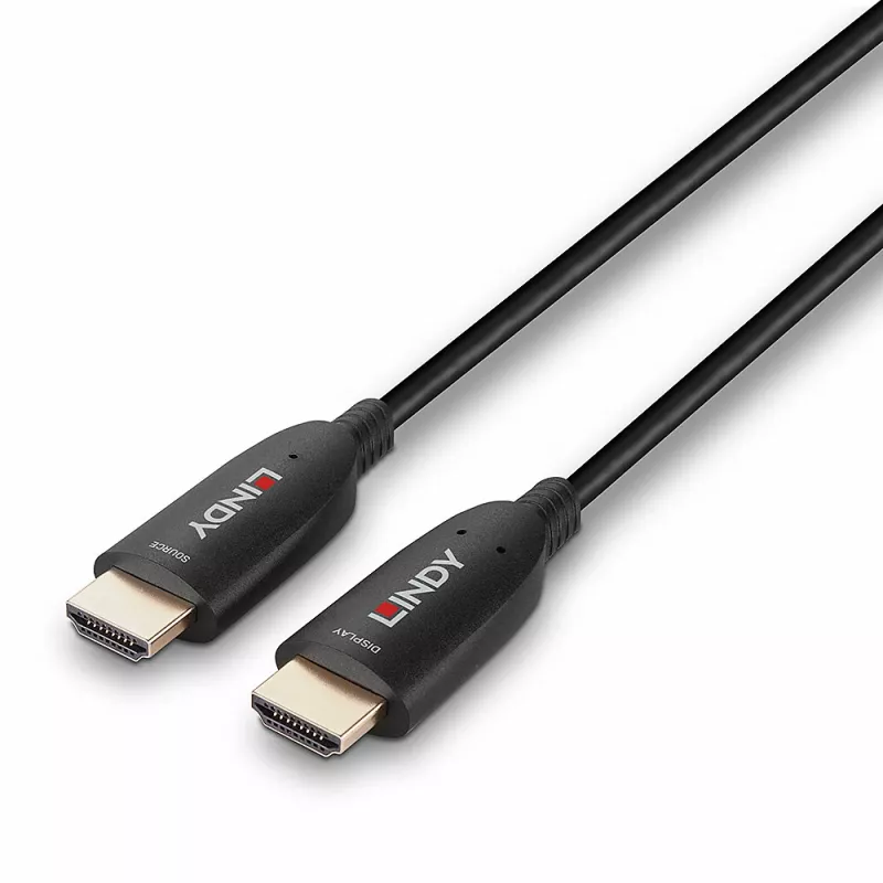 Lindy 38518 cavo HDMI ibrido in fibra ottica 8K60, 100 m, 4K 120 Hz, nero