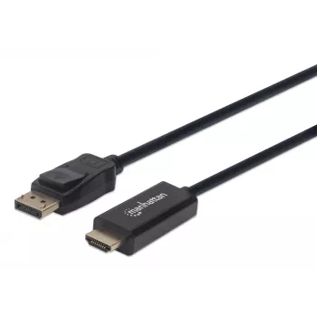 Cavo Manhattan DisplayPort 1.1 a HDMI, 1080p@60Hz, 1,8 m, connettore maschio a maschio, DP con blocco, nero, non bidirezionale, tre anni di garanzia