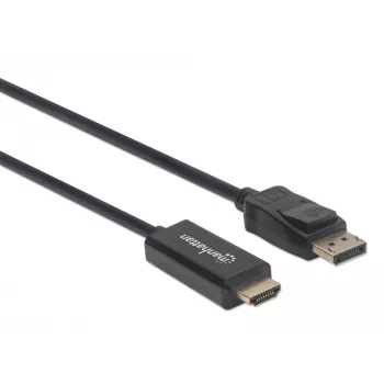 Cavo Manhattan DisplayPort 1.1 a HDMI, 1080p@60Hz, 1,8 m, connettore maschio a maschio, DP con blocco, nero, non bidirezionale, tre anni di garanzia