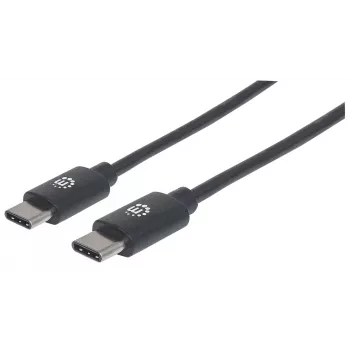 Cavo Manhattan USB-C a USB-C, 2 m, connettore maschio a maschio, nero, 480 Mbit/s (USB 2.0), 3 A, Hi-Speed USB, garanzia a vita, corrisponde a USB2CC2M