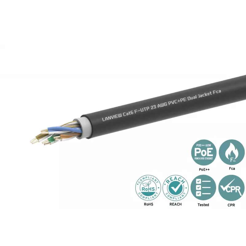 Cavo di rete Lanview LVN-CAT6PE-2FUTP RJ45 CAT6 305M nero