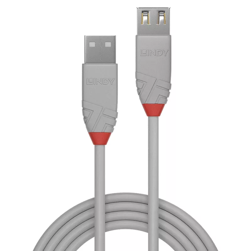 Lindy prolunga USB 2.0 Type-A, 3 m, Anthra Line, grigio