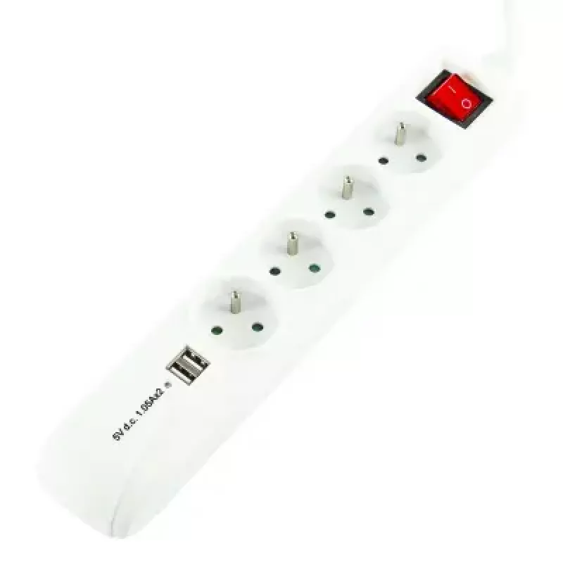 Prolunga elettrica LOGON LPS165 — cavo 1,5 m, 4 prese AC, interno/esterno, bianco