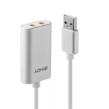 Convertitore audio Lindy USB Type-A a convertitore audio, argento/bianco, 25 g