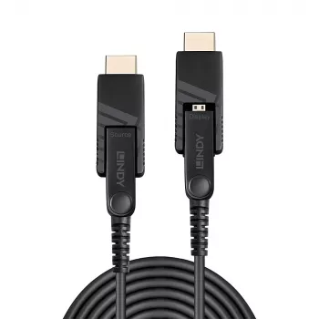 Cavo Micro-HDMI ibrido in fibra ottica Lindy 70 m 18G con connettori HDMI e DVI rimovibili